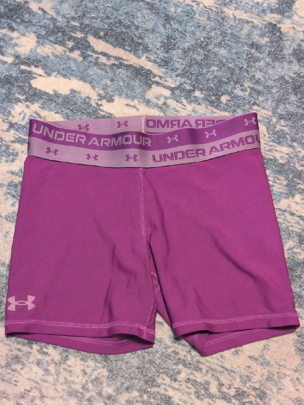 Under Armour Women's Purple Logo Waistband Bike Shorts
